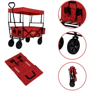 Foldable Cart With Roof - Red by Arebos