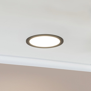Lacey IP44 Integrated LED Round Flush Recessed Bathroom Ceiling Light - Black by ValueLights