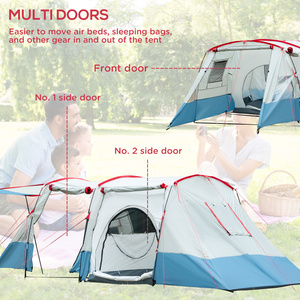 Outsunny Two-room Tunnel Tent Camping Tent with Carry Bag for 6-8 Person - Blue by Outsunny
