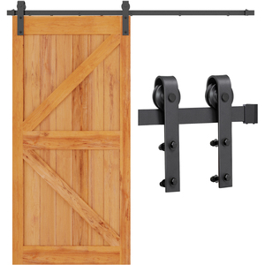 Barn Door Sliding Hardware Track Set Kit - Black by Yaheetech