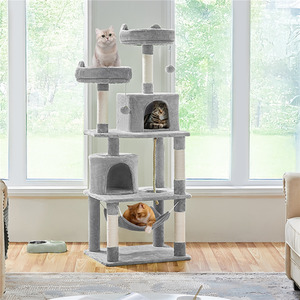 Yaheetech Large Cat Tree House with Scratching Posts - Light Grey / 158cm by Yaheetech