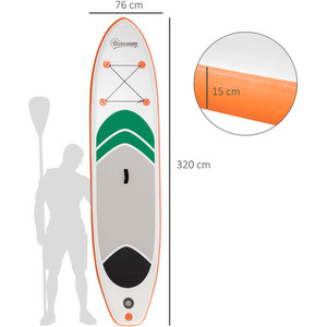 Outsunny 10ft Inflatable Paddle Stand Up Board - White by Outsunny