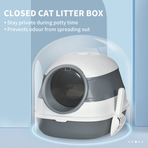 PawHut Enclosed Cat Litter Tray with Lid - White by PawHut