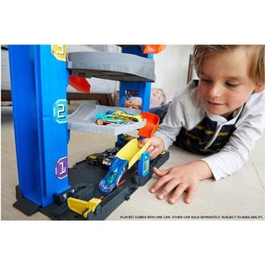 Garage City Stunt Play Set Elevator to Upper Levels - Multi by Hot Wheels