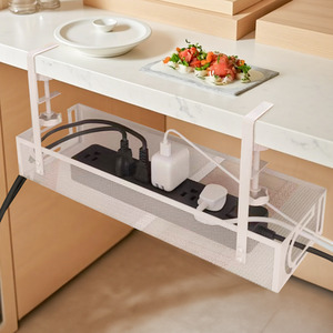 Under Desk Clamp-On Cable Management Tray - White by Livingandhome