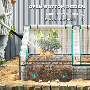 Outsunny Raised Garden Bed Planter Box with Greenhouse, Green and Dark Grey - White by Outsunny