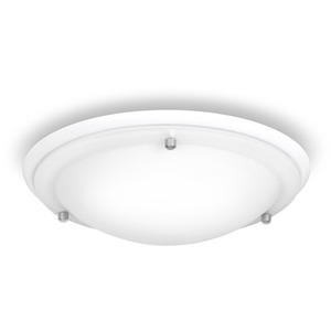 IP44 Round Flush Ceiling Light with Shade and Warm Bulb - White by ValueLights
