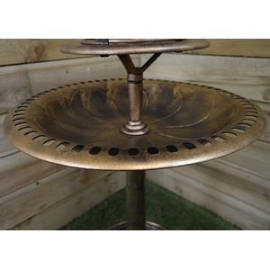 Bronze Effect Resin Garden Bird Bath and Table with Solar Light - Bronze by Samuel Alexander