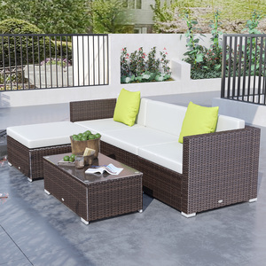 Outsunny 5 Pieces Rattan Sofa Set - Brown by Outsunny