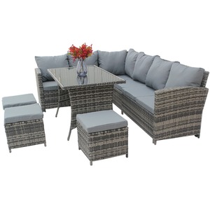 BIRCHTREE Rattan Garden Furniture Patio Set - Grey by BIRCHTREE
