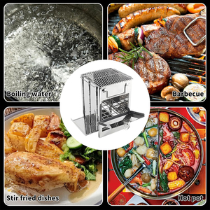 Portable Wood Burning Camping Stove - Silver