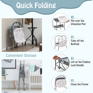 Baby Changing Table with Bathtub - Grey by Costway