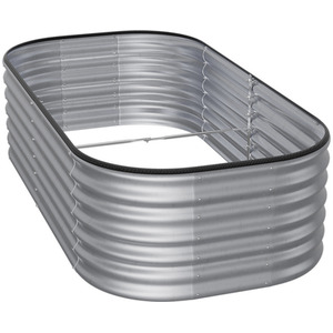 Silver Galvanized Steel Oval Raised Garden Bed by Livingandhome