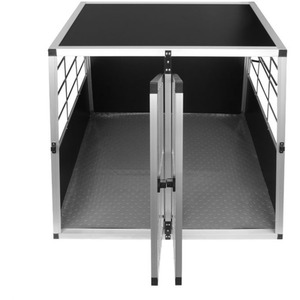 Car Pet Crate - Large Double Doors - Black & Silver by Monstershop
