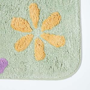 Pastel Floral Multi Coloured Non Slip Bath Mat - Green by Homescapes