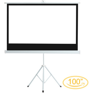 Portable Projector Screen with Metal Tripod Stand - White / 100 Inches by Livingandhome