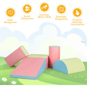 5-Piece Foam Baby Climb and Crawl Activity Play Set - Pink by Costway