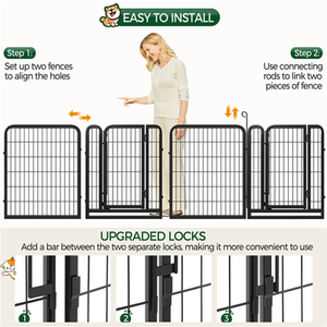 8 Panels Metal Dog Playpen Pet Exercise Barrier - Black / Medium by Yaheetech