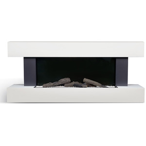 Recessed Electric Fireplace with Adjustable Flame and 2 Heating Settings - White by Livingandhome