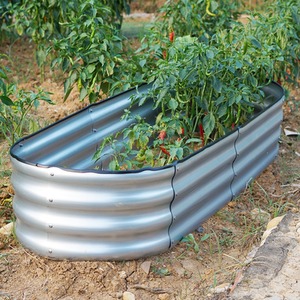 Raised Bed Planter Oval Galvanised Steel 120x61x30cm - Galvanised Steel by Gr8 Garden