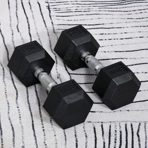 HOMCOM Hex Dumbbell Rubber Weights Sets - Black-2x8kg / 16.2kg by HOMCOM