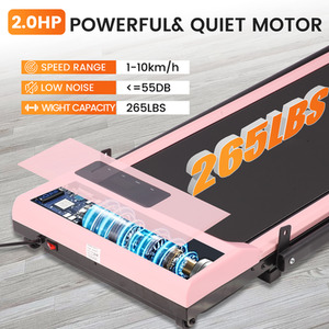 2 in 1 Foldable Home Fitness Walking Running Treadmill With Handrail - Pink