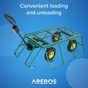 Hand Truck Garden Cart With Tread Tires - Green by Arebos