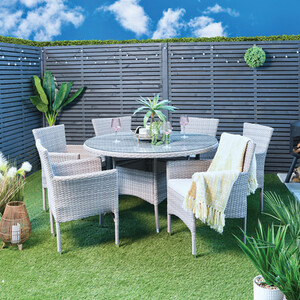 Madrid 7 Piece Dining Set - Grey by Malay