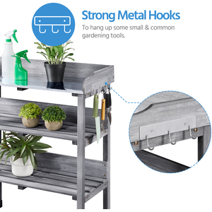 Outdoor Potting Bench Table with Storage Shelf - Grey by Yaheetech