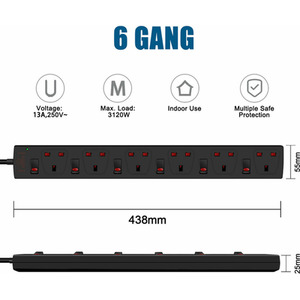 6 Gang Individual Switched Surge-Protected Extension Lead by ExtraStar