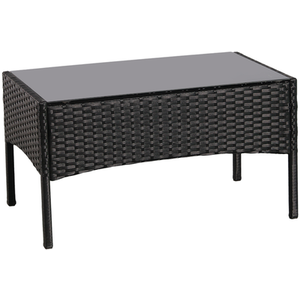 4PCS Garden Patio Rattan Furniture Set - Black