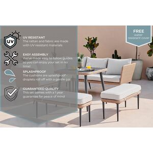 Rattan Outdoor Sofa Set - Seychelles Grey Corner Garden Sofa and Table - 9 Seat - Brown by FurnitureboxUK