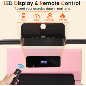 2 in 1 Foldable Home Fitness Walking Running Treadmill With Handrail - Pink