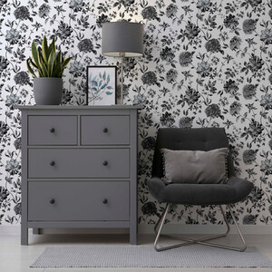 Fleur Mono Wallpaper - Monochrome by Arthouse