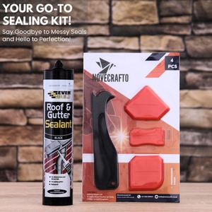 Roof, Gutter Sealant, Pack of 24 Tubes Black Sealant with 4-Piece Sealant Tool - Black by NOVECRAFTO