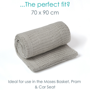 Soft Cotton Cellular Pram Blanket - Grey by Clair de Lune