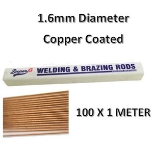 1 Mtr Mild Steel Welding Rods 1.6mm - 100 Pack Super6 - Bronze by Super6