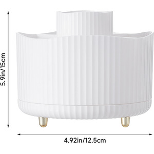 Rotating Makeup Brush Organizer with 5 Compartments - Silver by Livingandhome