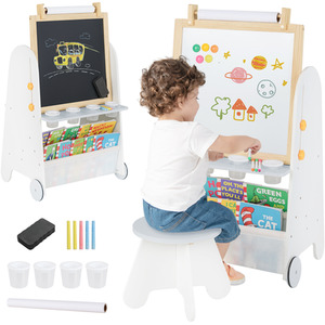 Toddler Easel with Stool - Grey by Costway
