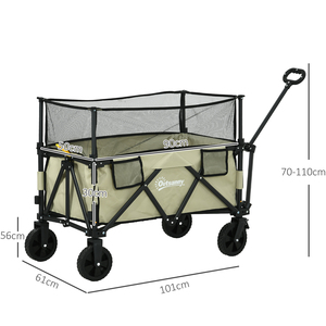 Outsunny 180L Folding Trolley on Wheels with Extendable Side Walls by Outsunny