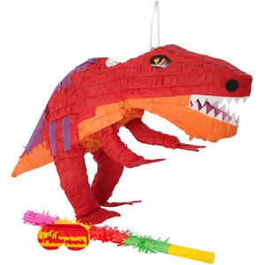 Fax Potato T-Rex Pinata Set with Stick Blindfold - Multi Stick - Multicolour by Fax Potato