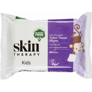 Skin Therapy Kids Flushable Toilet Tissue Wipes - White