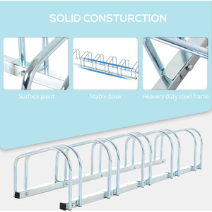 HOMCOM Bike Stand Parking Rack 2022 - Silver / 179L x 33W x 27H cm by HOMCOM