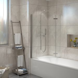 Square Bath Shower Screen Bifold Panel Pivot Screen - Chrome