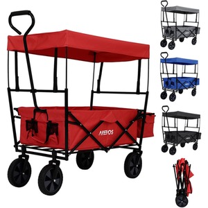 Foldable Cart With Roof - Red by Arebos