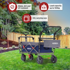 Handcart Premium Foldable with Roof - Transport Trolley - Blue by AREBOS