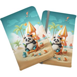 Panda On A Beach Holiday Passport Cover - Yellow by Warren Reed - Designer