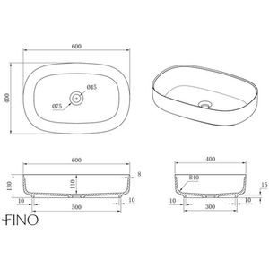 Cadiz Countertop Matt Stone Basin - White by Fino Stone