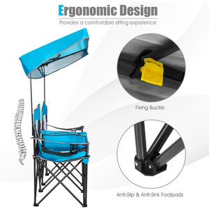Double Sunshade Folding Chairs by Costway