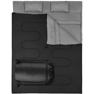Costway Camping Sleeping Bag Double Sleeping Bag - Black + Gray by Costway
